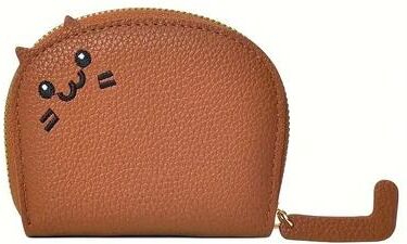 Uplift Picks Cat Shaped Wallet Cute Women Card Holder Multi Slot Coin Purse brown