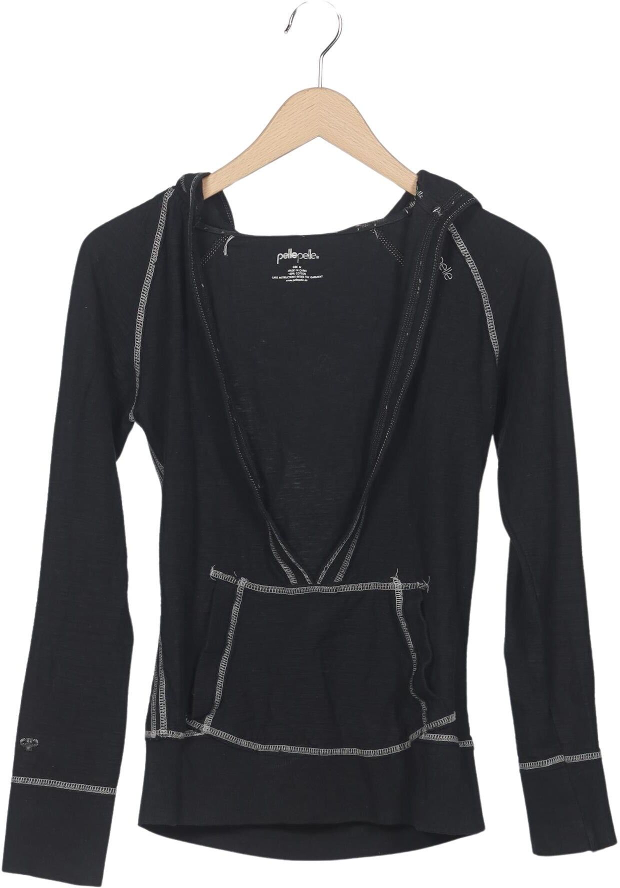 pelle pelle Damen Kapuzenpullover, Schwarz, Gr. M, Baumwolle - Second Hand