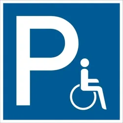 Parkplatzschild, Symbol Rollstuhlfahrer, Folie/Aluminium - 250x250 mm Folie selbstklebend