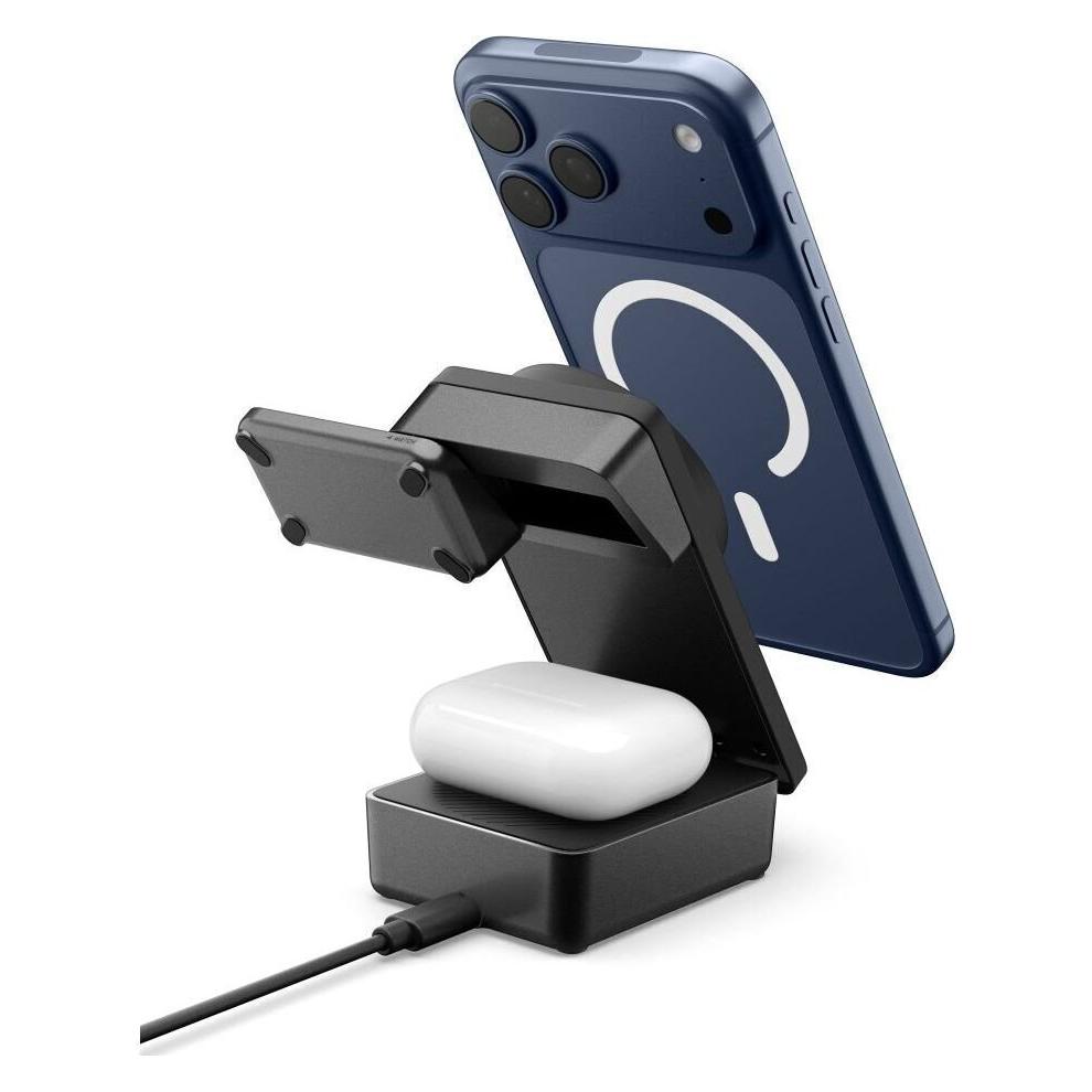 Spigen Ładowarka indukcyjna Essential EF323MQ 3w1 25W Qi2.2 MagSafe czarny (25 W) (8800283315301-ACH10398)