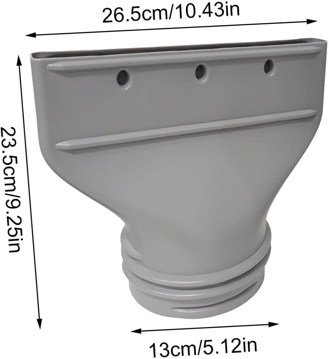 INF Adaptateur d'évacuation pour climatiseur portable compatible avec Midea, flasque murale buse plate 13-15cm, ABS gris