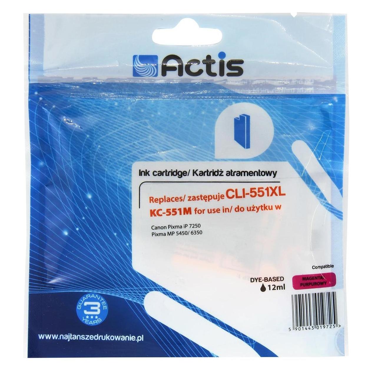 Factis KC-551M ink cartridge for Canon CLI-551M with chip  - Tintenpatrone (M) (KC-551M)