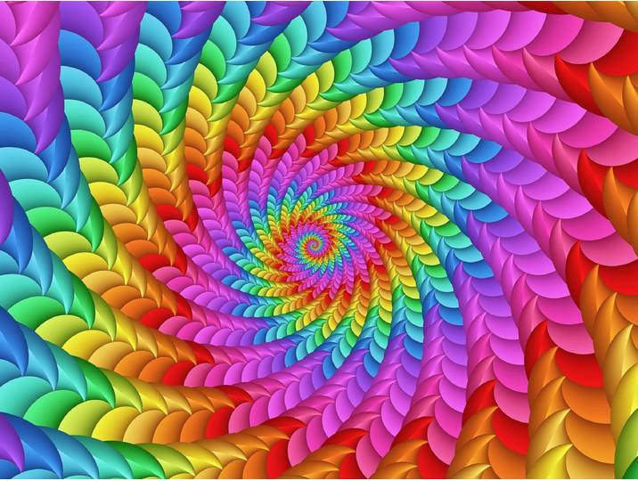 Fototapete PAPERMOON Psychedelische Regenbogenspirale , bunt, B:4m L:2,6m, Vlies, Tapeten, Fototapete