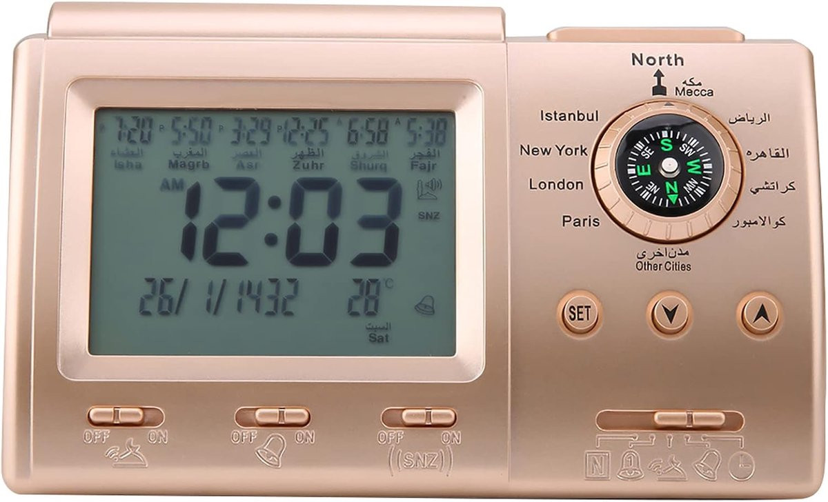 Islamitische digitale gebedswekker met LCD-kleurendisplay en Azan-functie