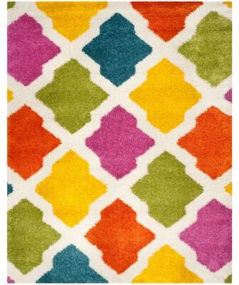 SAFAVIEH Kids Shag Petka Geometric Nursery Playroom 2-inch Thick Rug