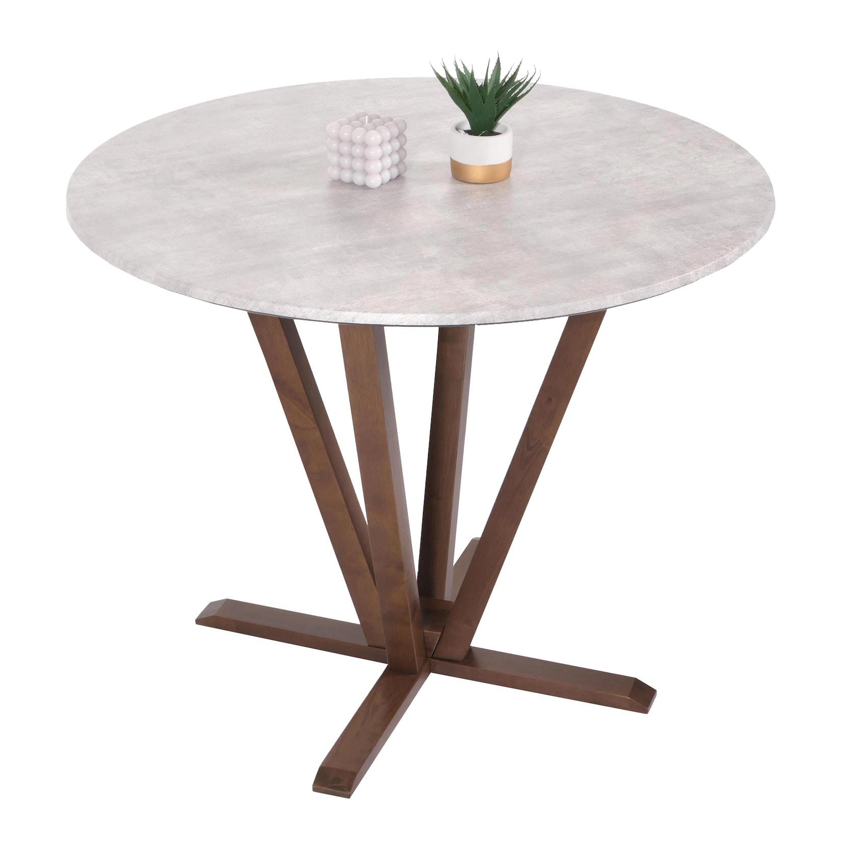 Bistrotisch MCW-M56, Tisch Esstisch, Massiv-Holz HPL Laminat Melamin Ø92cm, Beton-Optik, braunes Gestell