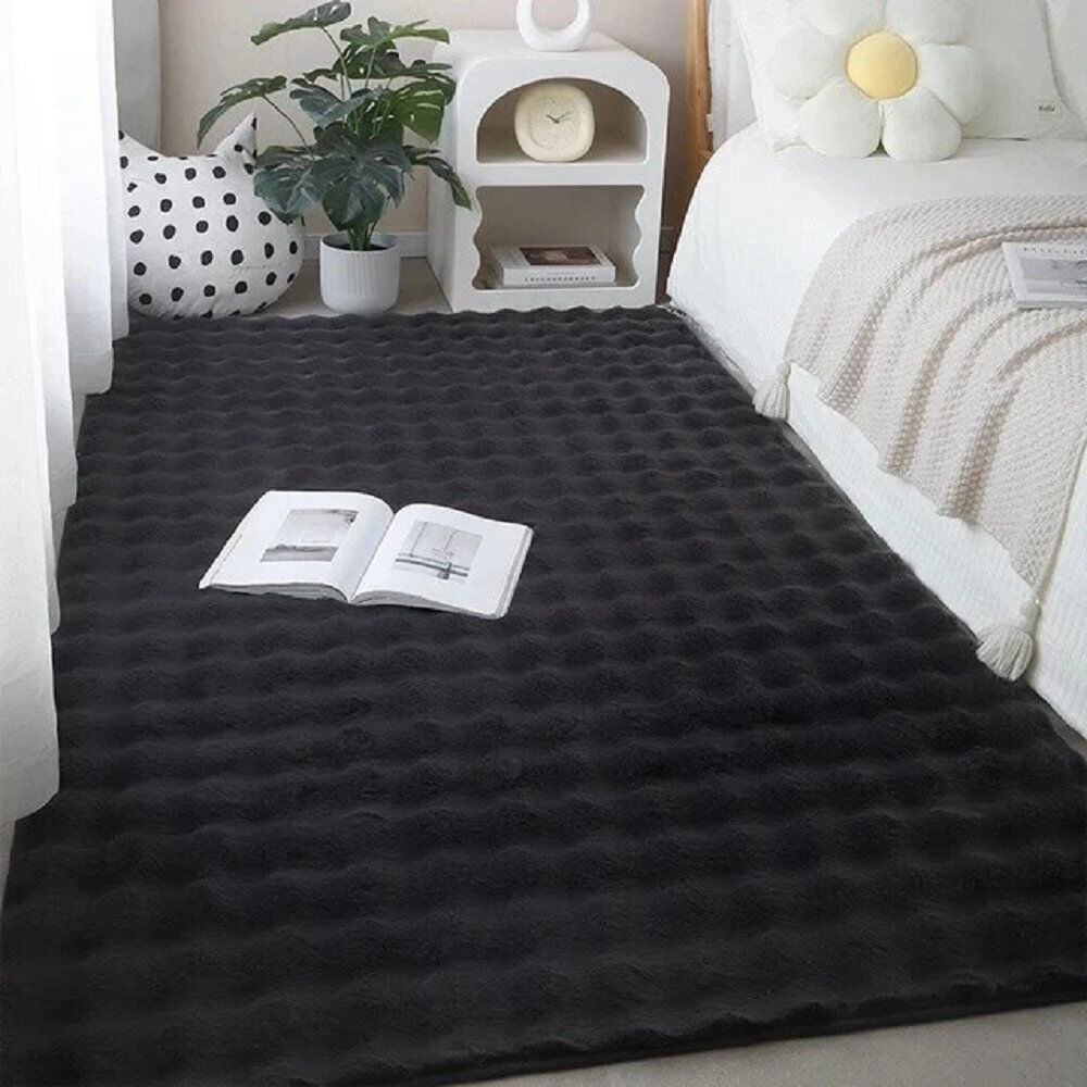 Household Furnishing Rabit Wave Black Multi Rectangle 80 x 150 cm