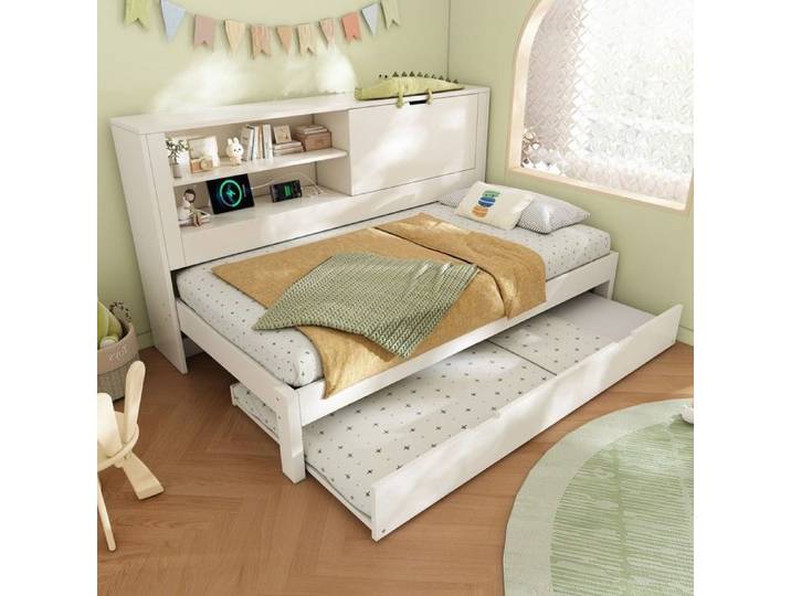 Canapé-lit- Xylo- avec lit escamotable 90x190 cm avec lit tiré 90x190 cm avec rangement mural- 90x190cm