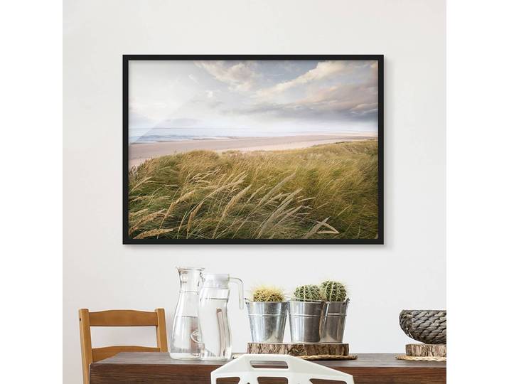 Bild Dünentraum V Papier Rahmen: Echtholz, furniert: Kiefer Beige 100 x 70cm