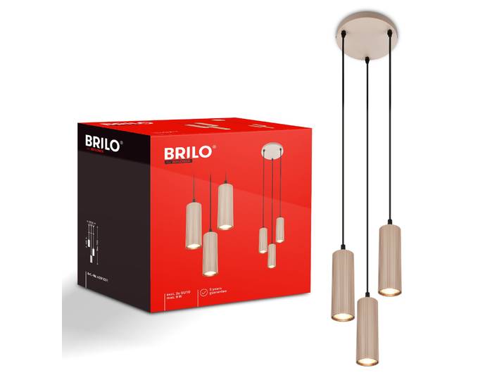 BRILONER LEUCHTEN LED Pendelleuchte IDA , beige, Leuchten, Ø21,5 cm, Esszimmer, Esstisch, Wohnzimmer, LED Pendelleuchte