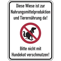 Hinweisschild, Wiese zur Nahrungsmittelproduktion - 300 x 400 x 2 mm Aluverbund