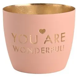 Madras Windlicht M You Are Wonderful pastellrosa/gold