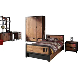 KINDERZIMMER Set komplett Kameko 11 Massivholz+MDF Schwarz/Cognac