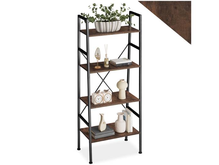 Etagère échelle NEWCASTLE style industriel 57,5 x 35,5 x 139 cm - Bois foncé industriel, rustique