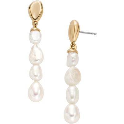 Paar Ohrstecker SKAGEN "Schmuck Geschenk Edelstahl Ohrringe AGNETHE PEARL", gold (gelbgoldfarben, weiß), Ohrringe, Damen, Edelstahl Perlen, Edelstahl, Perlen, mit Süßwasserzuchtperle