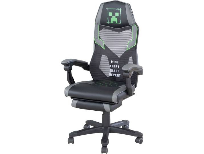 Gaming-Stuhl PHOENIX, schwarz (schwarz, grau), B:61cm H:114,5cm T:62,5cm, Kunststoff, Metall, Polyester, Stühle, Gaming-Stuhl, Creeper Design