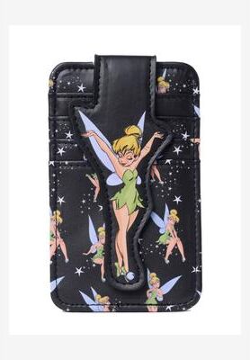 Women's Disney Tinker Bell Card Holder Wallet All-Over Print Snap Closure Black by Disney in Black (Size ONE SIZE)