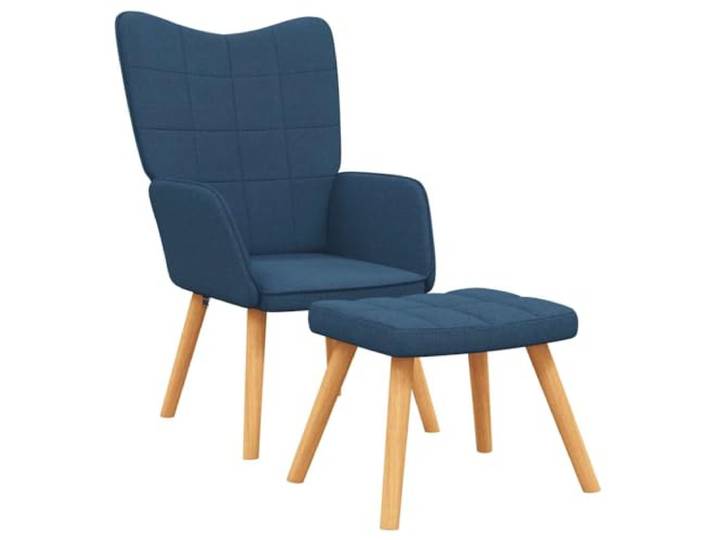 vidaXL Relaxsessel mit Hocker Blau Stoff