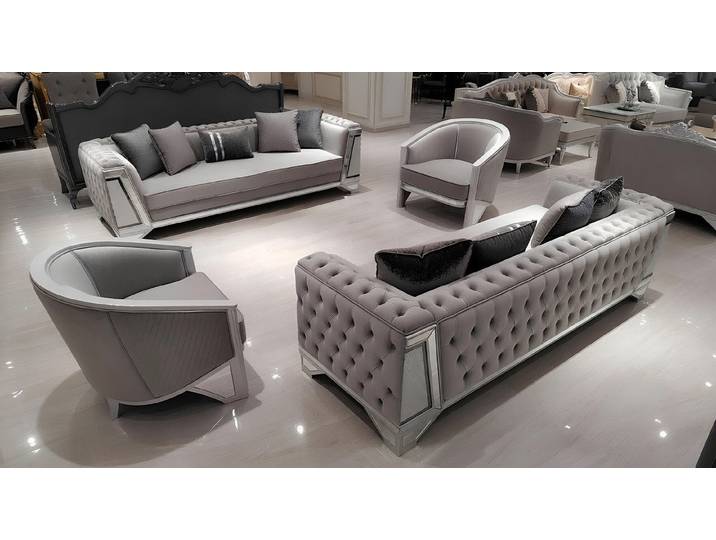 Xlmoebel Polstergarnitur Modernes Wohnzimmer Set Sofagarnitur 3+3+1+1 Grau Möbelset, (Sofagarnitur, 4-tlg., Sofagarnitur 3+3+1+1, grau), Made in Europa