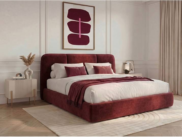 Lit coffre électrique MOONA velours lisse 160x200