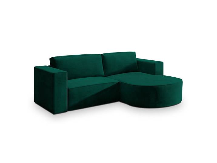 ECKSOFA SORELA M R-S Grün Velours-Stoff mit Schlaffunktion