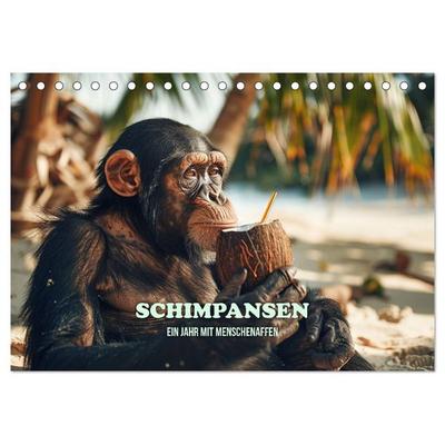 Schimpansen - Ein Jahr mit Menschenaffen. (Tischkalender 2026 DIN A5 quer), CALVENDO Monatskalender