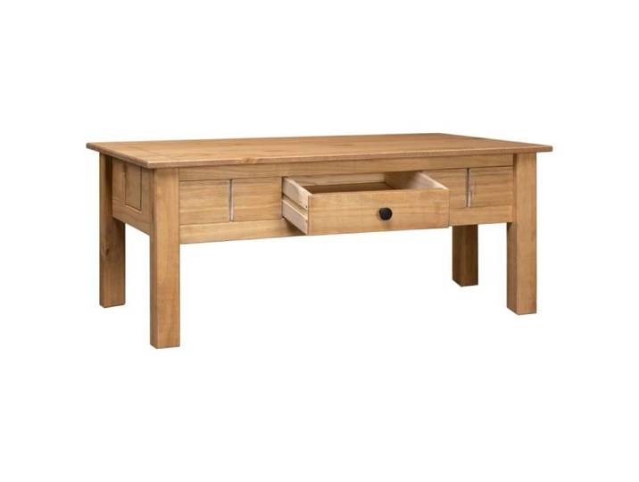 Table basse - KAI - Pin massif - Avec tiroir - Marron - 100x60x45 cm