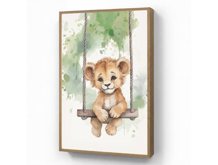 OnlyWow Wandleuchte MIT Akku Löwe - Tier - Kinder - Dschungel 60x90 cm, Weiß, Rechteckig, LED integrated, 60x90x8 cm, Lampen & Leuchten, Innenbeleuchtung, Wandleuchten