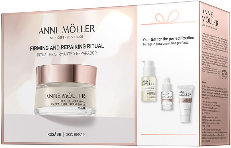 Anne Möller Rosâge Crème Rééquilibrante Extra Riche Spf 15 Coffret 4 pièces