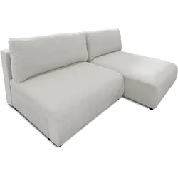ECKSOFA Sora mit Schlaffunktion, Bettkasten und extra tiefer Komfortzone aus hochwertigem Hellgrau Strukturstoff