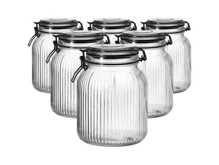 Ritzenhoff Breker Vorratsgläser MIT Clip-Verschluss Lumos transparent 1,4 l 6er Set, Transparent, Glas, 13x17x13 cm, Küchenzubehör, Vorratsbehälter, Vorratsdosen