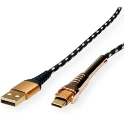 ROLINE GOLD USB 2.0 Sync- & Ladekabel, USB-A/USB-C, Stütze, 1 m