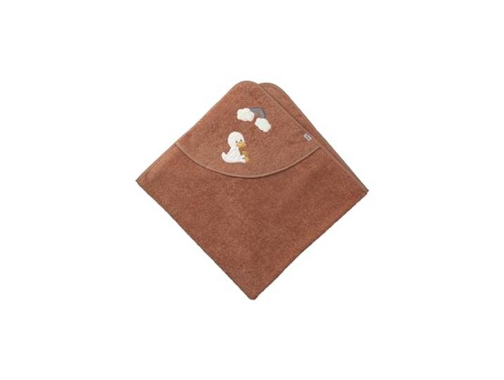 Sterntaler Kapuzenbadetuch Ente Edda, geeignet ab Geburt, Frottee-Badetuch mit Kapuze und süßer Ente Edda & Regenbogen-Applikation, kuschelig nach dem Baden – Lichtbraun – 100x100x0,5 cm