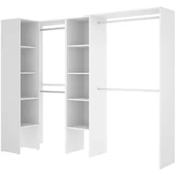 Dmora Kleiderschrank Quadro, Struktur für begehbaren Eckschrank, offene Eckgarderobe, 228 x 79 x 187 cm, Weiß