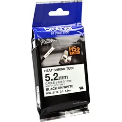 Brother P-Touch Schrumpfschlauch HSe-211E schwarz auf weiß 5,2mm x 1,5m