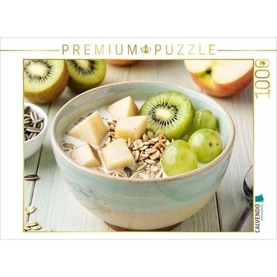 CALVENDO Puzzle Müsli Stillleben - Frühlingshafter Neubeginn mit Kiwi und Traube | 1000 Teile Lege-Größe 64x48cm Foto-Puzzle für glückliche Stunden