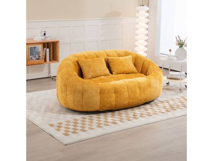 canapé deux places SENVIRO sac fauteuil chenille jaune 150x95x63cm