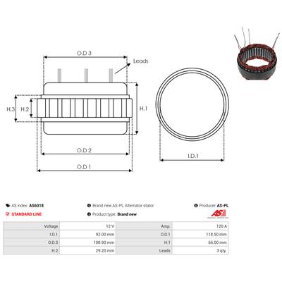 AS-PL Stator, Generator as6018