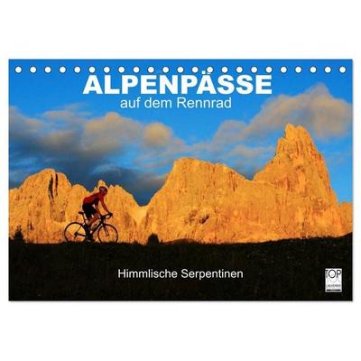 Alpenpässe auf dem Rennrad 'Himmlische Serpentinen' (Tischkalender 2026 DIN A5 quer), CALVENDO Monatskalender