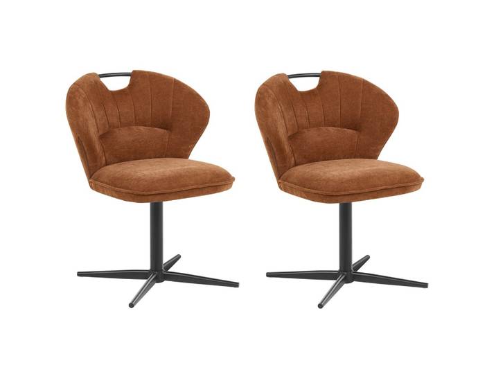 STUHL 2er-Set drehbar Chenillegewebe Goldbraun Worcester