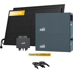 TSUN DCU2000Lite Solarspeicher für Balkonkraftwerke, mit 2 x 500W Bifaziale Solarmodule & 800W Mikro‐Wechselrichter, by Powerness - 4kWh / Standardversand