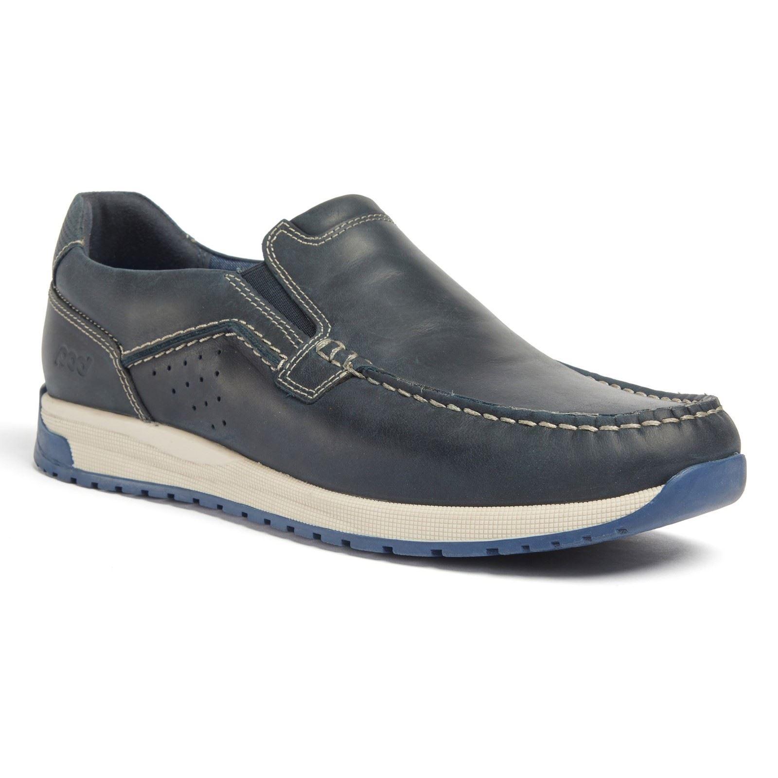 Pod Sean Leren Heren Marineblauwe Bootsschoenen