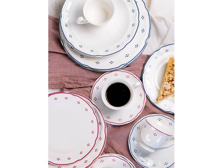 Kaffeeservice Lova 18-teilig Weiß/Rot