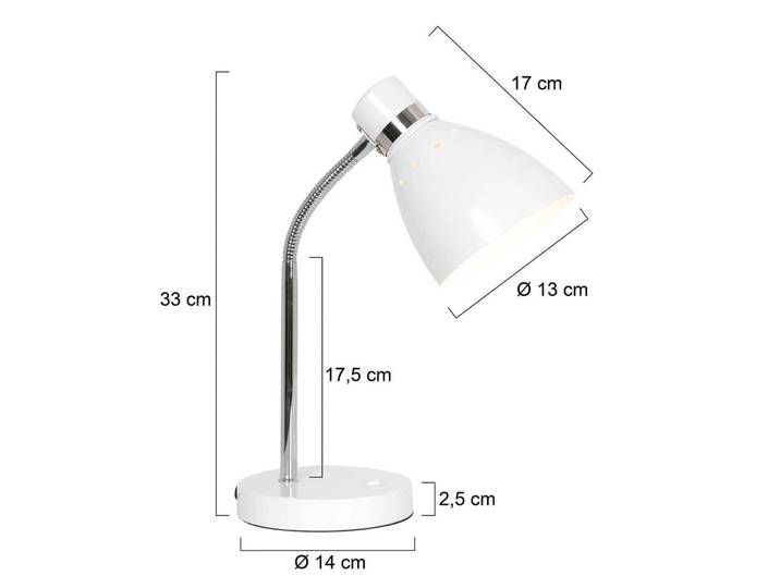 Bureaulamp Spring, wit / opaal, Werkkamer / Kantoor, metaal, Scandinavisch, bureaulamp