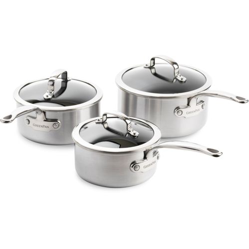GreenPan Premiere Stielkasse- rollenset, 3-tlg. Edelstahl