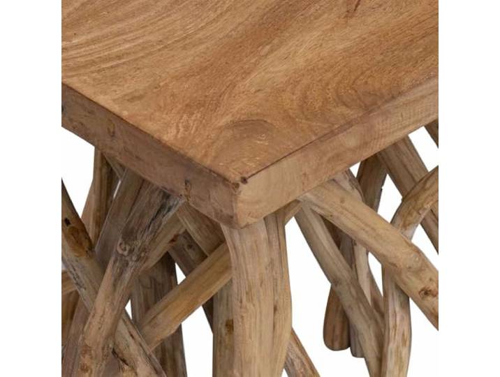KTHLBRH Tisch aus Altholz, gemischt, 40 x 40 x 40 cm, Braun Beine aus massivem Teakholz, Tischplatte aus massivem Altholz, einteilig mit variabler Maserung