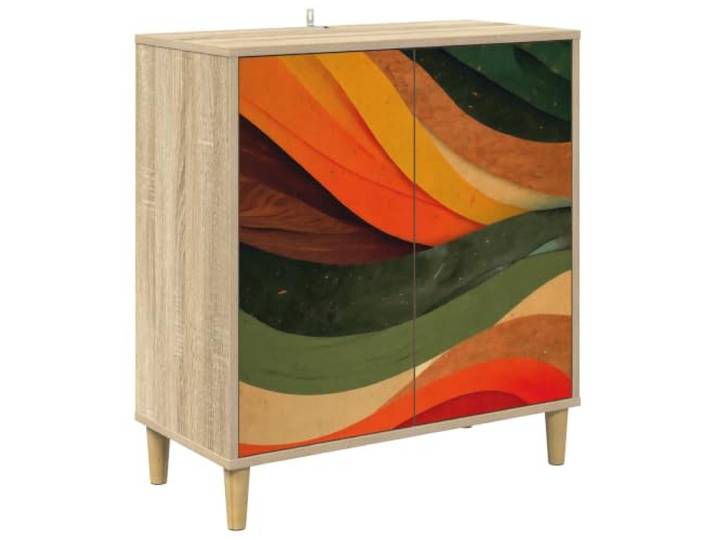 TEKGHUT Sideboard BONN Sonoma 69 x 33 x 75 cm Holzwerkstoff Moderne Aufbewahrungslösung, mehrere Fächer, erhöhte Füße, dekoratives Muster, einfache Pflege