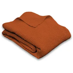 Baumwoll Waffelpiqué Decke cognac 75 x 120 cm aus 100% Baumwolle