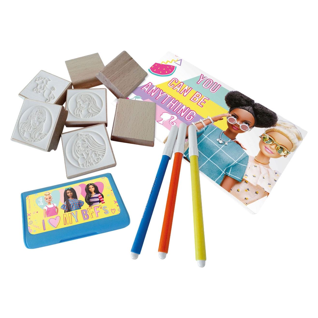 Mattel Barbie-Set: Holzstempel, Notizbuch und Filzstifte - 12-teilig. (8009233078680)