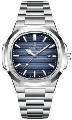 Handpicked Choices Classic Square Dial Mens Quartz Watch Waterproof Luminous Date Business Wristwatch For Modern Style silver Blue